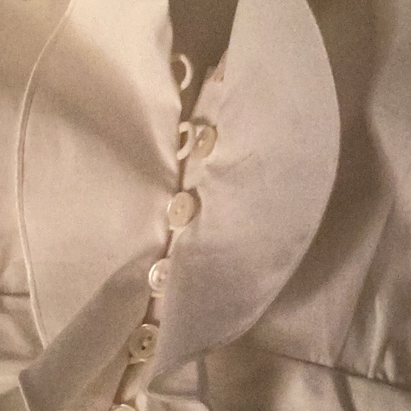 PER SE white, long sleeves, button down, gather pleated waist, elegant shirt # 6 - Picture 9 of 10